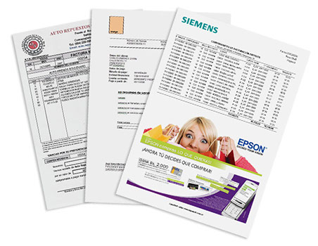 Generamos sus documentos impresos personalizados: Facturas, nóminas, envíos transpromocionales, etc.